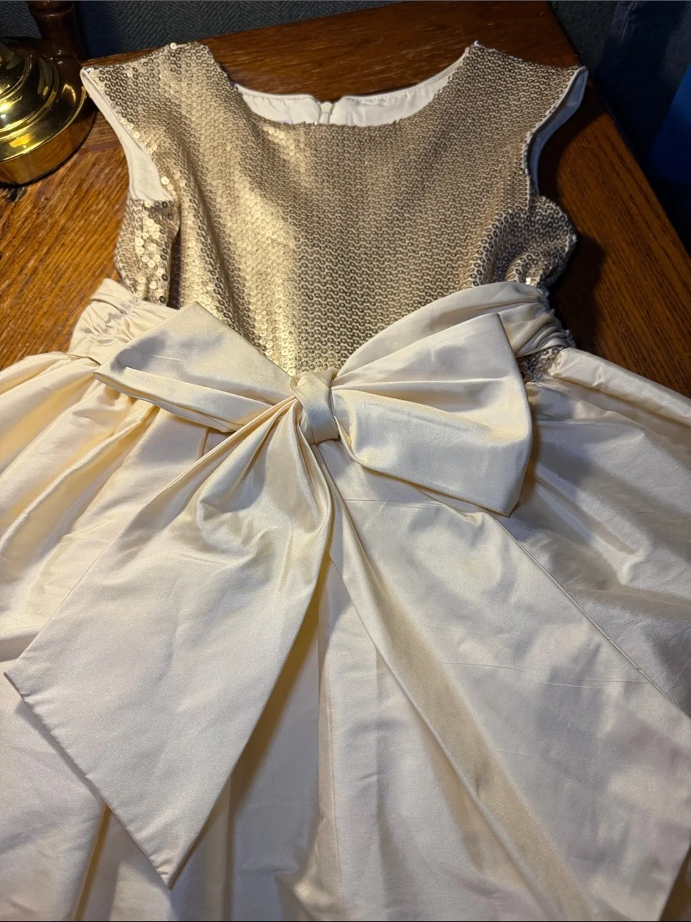 Pippa & Julie Ivory and Gold Sequin Girls' Formal Dress
